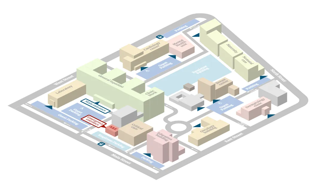 Hospital Campus and Parking Map