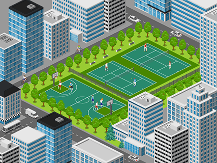 Sport courts in the city